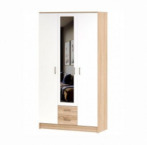 БЕАТРИС Шкаф Трио (дуб сонома/белый глянец) в Кургане - kurgan.mebel24.online | фото