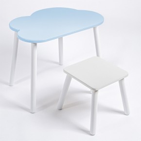 Детский комплект стол ОБЛАЧКО  и табурет Rolti Baby (голубая столешница/белое сиденье/белые ножки) в Кургане - kurgan.mebel24.online | фото