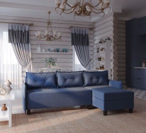 Диван-кровать угловой Киркас синий, ткань рогожка в Кургане - kurgan.mebel24.online | фото 2