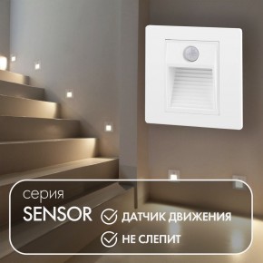 DK1020-WH Светильник встраиваемый в стену c датчиком движения, IP 20, LED 3000, 1 Вт, белый, пластик в Кургане - kurgan.mebel24.online | фото 2