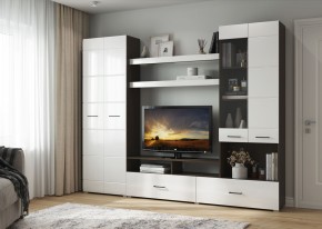 Гостиная Альфа МДФ (Венге/Белый глянец) в Кургане - kurgan.mebel24.online | фото 4