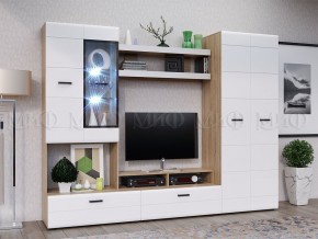 НЭНСИ NEW Гостиная Вариант №4 МДФ (Белый глянец/Сонома) в Кургане - kurgan.mebel24.online | фото
