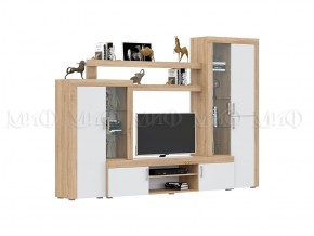 СТАС Гостиная (МДФ) Белый глянец/дуб сонома в Кургане - kurgan.mebel24.online | фото