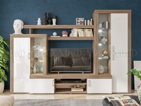 СТАС Гостиная (МДФ) Белый глянец/дуб сонома в Кургане - kurgan.mebel24.online | фото 3