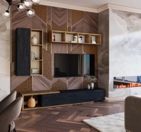 ХЛОЯ Гостиная (Дуб Вотан/Обсидиан) модульная в Кургане - kurgan.mebel24.online | фото 1