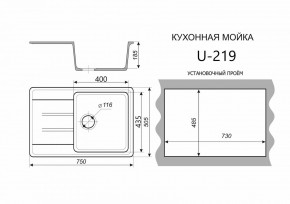 Каменная мойка ULSTONE U-219 (755х505) в Кургане - kurgan.mebel24.online | фото 2