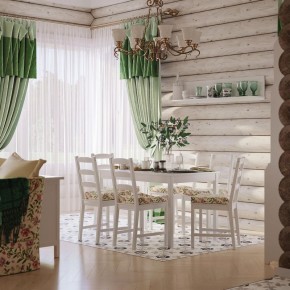 Комлект Вествик обеденный стол и четыре стула, массив сосны, цвет белый в Кургане - kurgan.mebel24.online | фото 1