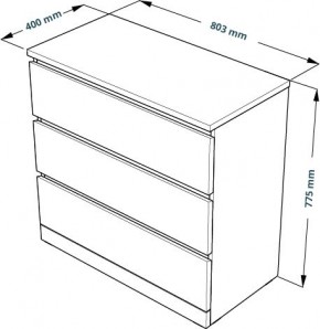 Комод Варма 3 с тремя выдвижными ящиками, цвет белый в Кургане - kurgan.mebel24.online | фото 4