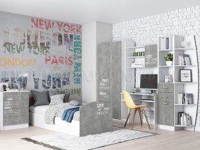 ЮНИОР-2 Комод Лофт ЛДСП (Бетон светлый/белый) в Кургане - kurgan.mebel24.online | фото 2