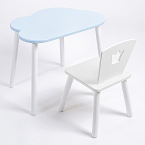 Комплект детский стол ОБЛАЧКО и стул КОРОНА ROLTI Baby (голубая  столешница/белое сиденье/белые ножки) в Кургане - kurgan.mebel24.online | фото