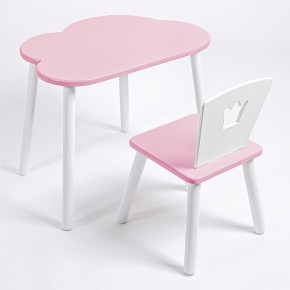 Комплект детский стол ОБЛАЧКО и стул КОРОНА ROLTI Baby (розовая столешница/розовое сиденье/белые ножки) в Кургане - kurgan.mebel24.online | фото