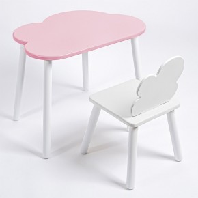 Комплект детский стол ОБЛАЧКО и стул ОБЛАЧКО ROLTI Baby (розовая столешница/белое сиденье/белые ножки) в Кургане - kurgan.mebel24.online | фото