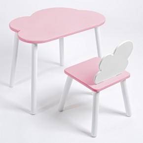 Комплект детский стол ОБЛАЧКО и стул ОБЛАЧКО ROLTI Baby (розовая столешница/розовое сиденье/белые ножки) в Кургане - kurgan.mebel24.online | фото