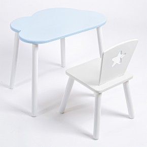 Комплект детский стол ОБЛАЧКО и стул ЗВЕЗДА ROLTI Baby (голубая столешница/белое сиденье/белые ножки) в Кургане - kurgan.mebel24.online | фото
