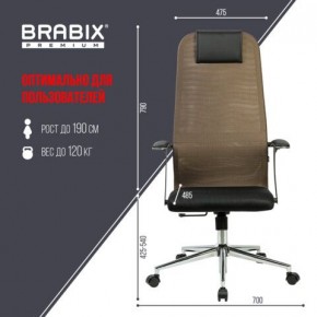 Кресло BRABIX PREMIUM "Ultimate EX-801" хром, плотная двойная сетка Х2, черное/коричневое, 532920 в Кургане - kurgan.mebel24.online | фото 6