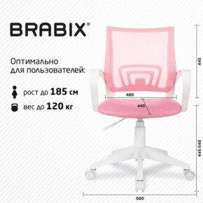 Кресло BRABIX "Fly MG-396W", с подлокотниками, пластик белый, сетка, розовое, 533008 в Кургане - kurgan.mebel24.online | фото 5