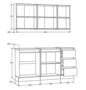 Кухня Хилтон 1.6 м (Белый текстурный/Дуб Вотан) в Кургане - kurgan.mebel24.online | фото 3