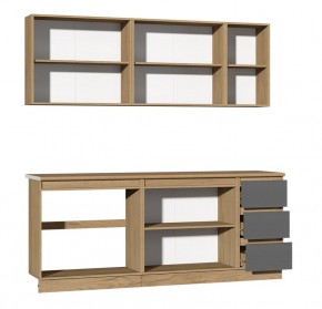 Кухня Хилтон 2.0 м (Дуб Крафт Золотой/Графит/Дуб Вотан) в Кургане - kurgan.mebel24.online | фото 2