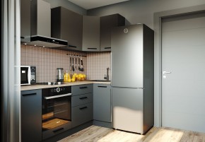 Кухня угловая Антрацит 2200х1000 (Стол. 38мм) в Кургане - kurgan.mebel24.online | фото 1