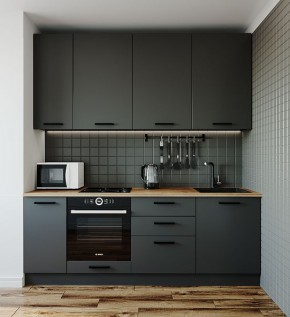 Кухонный гарнитур Антрацит 2200 (Стол. 26мм) в Кургане - kurgan.mebel24.online | фото