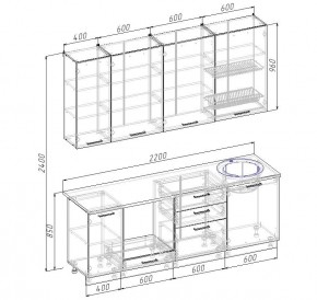Кухонный гарнитур Графика 2200 (Стол. 26мм) в Кургане - kurgan.mebel24.online | фото 2