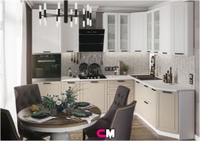 Модульная кухня Альфа холст белый/холст брюле в Кургане - kurgan.mebel24.online | фото 1