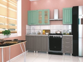 Модульная кухня Луксор серый-бирюза в Кургане - kurgan.mebel24.online | фото 1