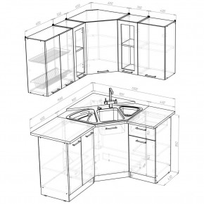 ОЛЬГА Кухонный гарнитур Оптима 2 (1500*1300 мм) в Кургане - kurgan.mebel24.online | фото 2