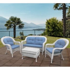 Плетеный комплект для отдыха из искусственного ротанга  LV-520 White/Blue в Кургане - kurgan.mebel24.online | фото 1