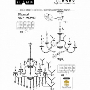Подвесная люстра iLamp Diamond 6071-18 CR+CL в Кургане - kurgan.mebel24.online | фото 2