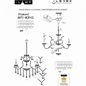 Подвесная люстра iLamp Diamond 6071-8 CR+CL в Кургане - kurgan.mebel24.online | фото 2