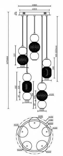 Подвесная люстра Maytoni Drop MOD273PL-L80CH3K в Кургане - kurgan.mebel24.online | фото 3