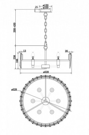 Подвесной светильник Maytoni Puntes MOD043PL-06G в Кургане - kurgan.mebel24.online | фото 4