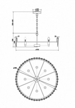 Подвесной светильник Maytoni Puntes MOD043PL-08CH в Кургане - kurgan.mebel24.online | фото 4