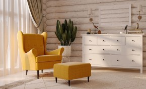Пуф Киркас жёлто-оранжевый, ткань рогожка в Кургане - kurgan.mebel24.online | фото 3