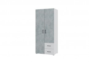 Шкаф 2-х створчатый с ящиками VICTOR (Белый-Бетон) в Кургане - kurgan.mebel24.online | фото