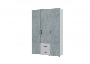 Шкаф 3-х створчатый с ящиками VICTOR (Белый-Бетон) в Кургане - kurgan.mebel24.online | фото