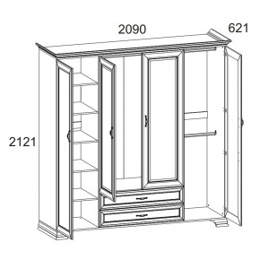 Шкаф 4D2S Z, TIFFANY, цвет вудлайн кремовый в Кургане - kurgan.mebel24.online | фото 1