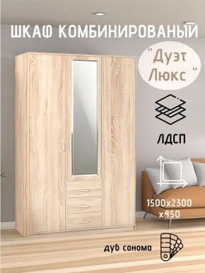 Шкаф комбинированный Дуэт Люкс с зеркалом в Кургане - kurgan.mebel24.online | фото