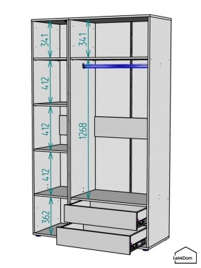 Шкаф Linnea MHR-3PO-2 2050х1200х510 (Белый-М 11.1.2) в Кургане - kurgan.mebel24.online | фото 3