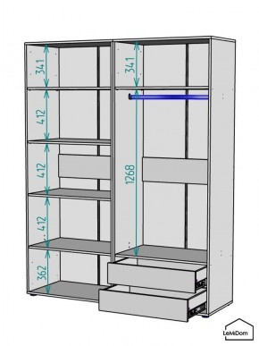 Шкаф Linnea MHR-4PO-2 2050х1600х510 (Белый-М 11.1.1) в Кургане - kurgan.mebel24.online | фото 3