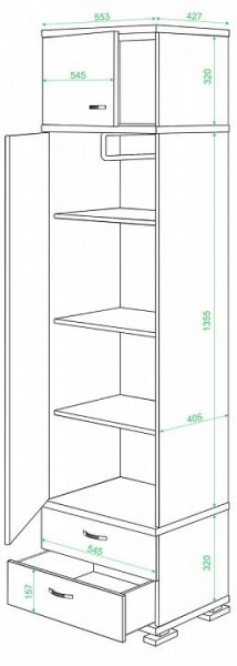 Шкаф платяной Домино КС-10 в Кургане - kurgan.mebel24.online | фото 2