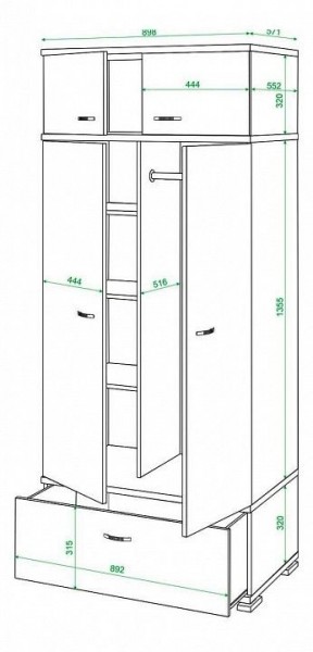 Шкаф платяной Домино КС-20 в Кургане - kurgan.mebel24.online | фото 3
