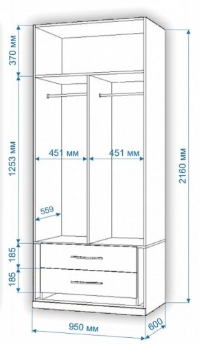 Шкаф платяной Нобиле Пл-95/60 в Кургане - kurgan.mebel24.online | фото 3