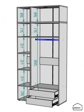 Шкаф с антресолью Linnea MHR-3A-2 2450х1200х510 (Графит-М 11.1.25) в Кургане - kurgan.mebel24.online | фото 3