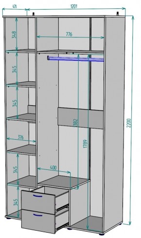 Шкаф с зеркалом Ольга H54_M в Кургане - kurgan.mebel24.online | фото 2