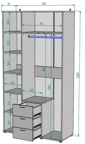 Шкаф с зеркалом Ольга H57_M в Кургане - kurgan.mebel24.online | фото 2