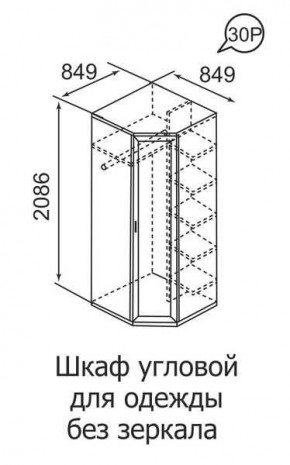 Шкаф угловой для одежды Ника-Люкс 30 без зеркал в Кургане - kurgan.mebel24.online | фото 3