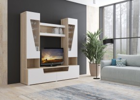 Стенка АНТАЛИЯ 2 (Сонома/Белый софт) в Кургане - kurgan.mebel24.online | фото 3