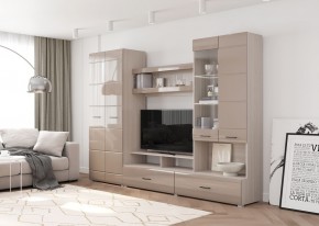 Стенка НЕНСИ 1 (Ясень Шимо светлый/Капучино глянец) в Кургане - kurgan.mebel24.online | фото 2